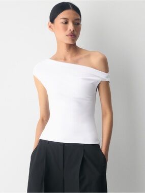 Aritzia White One-Shoulder Twist Camisole